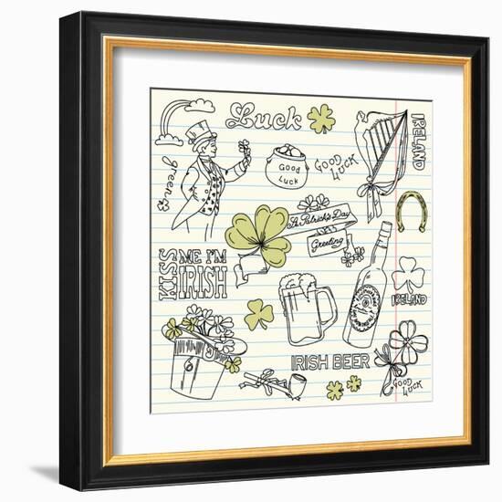 Saint Patrick's Day Doodles - Vintage Style-Alisa Foytik-Framed Art Print