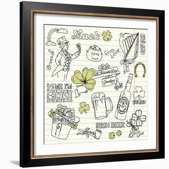 Saint Patrick's Day Doodles - Vintage Style-Alisa Foytik-Framed Art Print