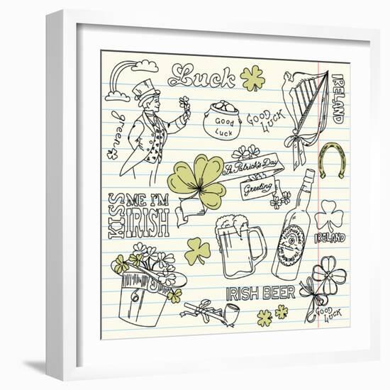 Saint Patrick's Day Doodles - Vintage Style-Alisa Foytik-Framed Art Print