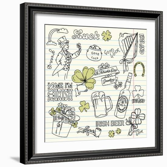 Saint Patrick's Day Doodles - Vintage Style-Alisa Foytik-Framed Art Print