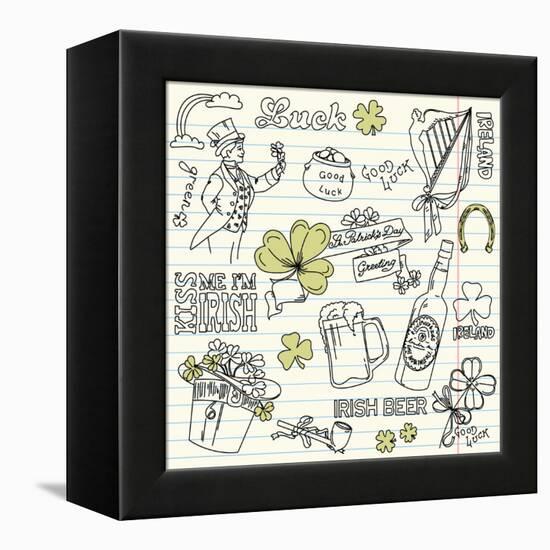 Saint Patrick's Day Doodles - Vintage Style-Alisa Foytik-Framed Stretched Canvas