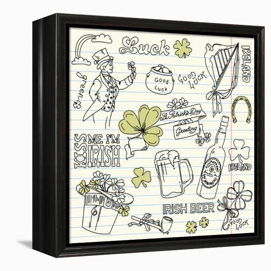 Saint Patrick's Day Doodles - Vintage Style-Alisa Foytik-Framed Stretched Canvas