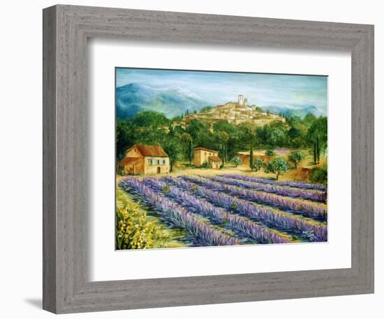 Saint Paul De Vence and Lavender-Marilyn Dunlap-Framed Art Print