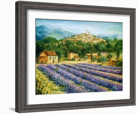 Saint Paul De Vence and Lavender-Marilyn Dunlap-Framed Art Print