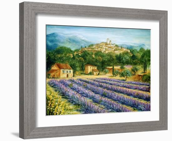 Saint Paul De Vence and Lavender-Marilyn Dunlap-Framed Art Print