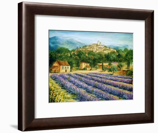 Saint Paul De Vence and Lavender-Marilyn Dunlap-Framed Art Print