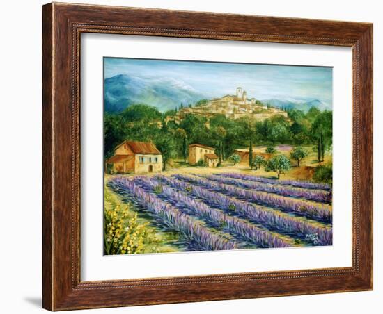 Saint Paul De Vence and Lavender-Marilyn Dunlap-Framed Art Print