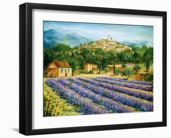 Saint Paul De Vence and Lavender-Marilyn Dunlap-Framed Art Print