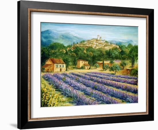 Saint Paul De Vence and Lavender-Marilyn Dunlap-Framed Art Print