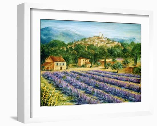 Saint Paul De Vence and Lavender-Marilyn Dunlap-Framed Art Print