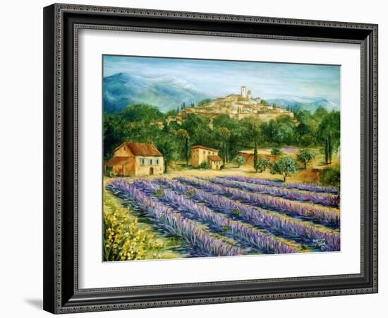 Saint Paul De Vence and Lavender-Marilyn Dunlap-Framed Art Print