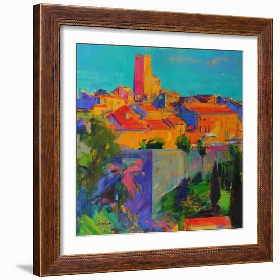 Saint-Paul De Vence, Golden Light, 2022 (Oil on Canvas)-Peter Graham-Framed Giclee Print