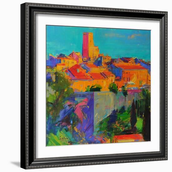 Saint-Paul De Vence, Golden Light, 2022 (Oil on Canvas)-Peter Graham-Framed Giclee Print