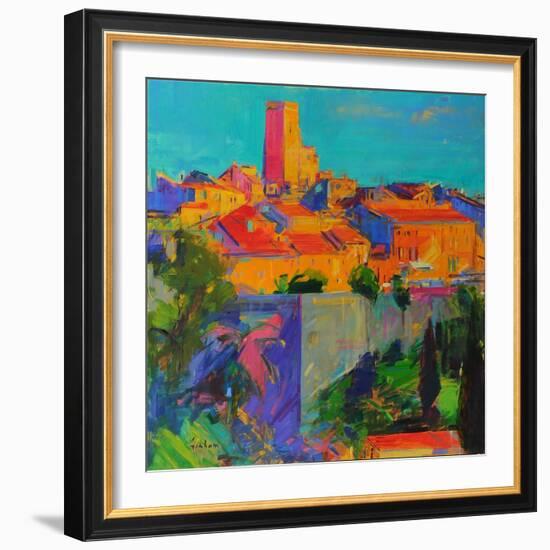 Saint-Paul De Vence, Golden Light, 2022 (Oil on Canvas)-Peter Graham-Framed Giclee Print