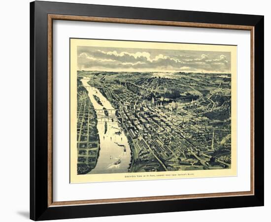 Saint Paul, Minnesota - Panoramic Map-Lantern Press-Framed Art Print