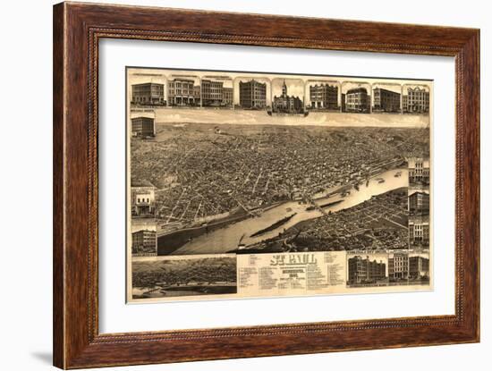 Saint Paul, Minnesota - Panoramic Map-Lantern Press-Framed Art Print