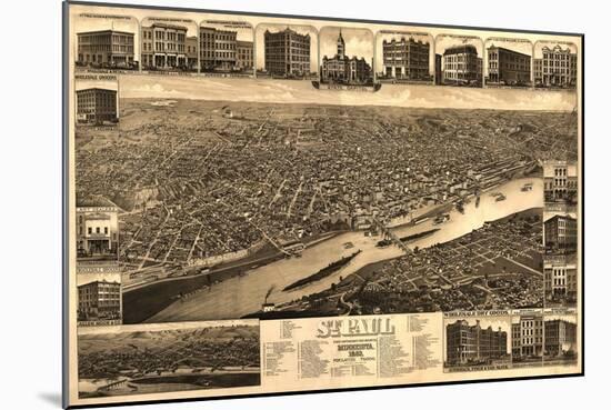 Saint Paul, Minnesota - Panoramic Map-Lantern Press-Mounted Art Print