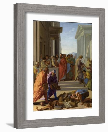 Saint Paul Preaching at Ephesus, 1649 (Oil on Canvas)-Eustache Le Sueur-Framed Giclee Print