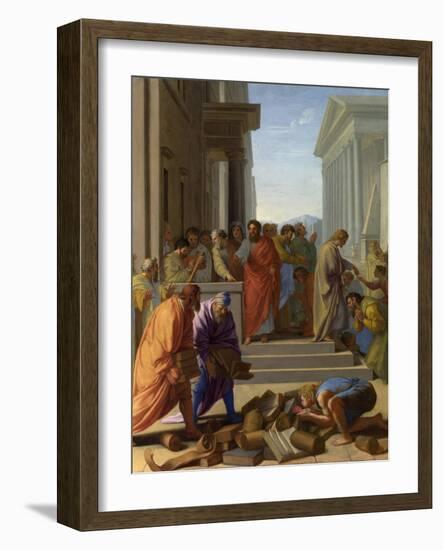 Saint Paul Preaching at Ephesus, 1649 (Oil on Canvas)-Eustache Le Sueur-Framed Giclee Print