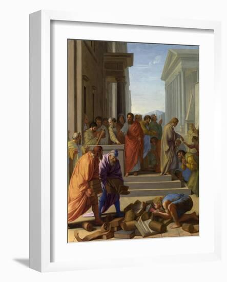 Saint Paul Preaching at Ephesus, 1649 (Oil on Canvas)-Eustache Le Sueur-Framed Giclee Print