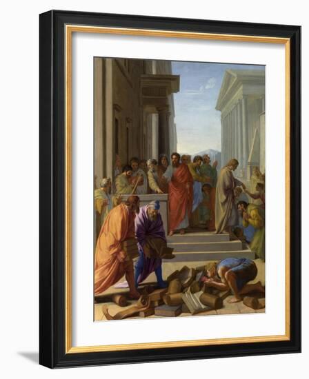 Saint Paul Preaching at Ephesus, 1649 (Oil on Canvas)-Eustache Le Sueur-Framed Giclee Print