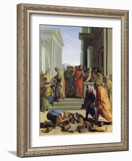 Saint Paul Preaching in Ephesus-Eustache Le Sueur-Framed Giclee Print