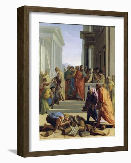 Saint Paul Preaching in Ephesus-Eustache Le Sueur-Framed Giclee Print