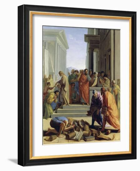 Saint Paul Preaching in Ephesus-Eustache Le Sueur-Framed Giclee Print