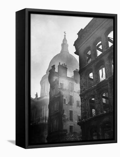 Saint Paul's Cathedral Admist Ruins-null-Framed Premier Image Canvas