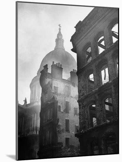 Saint Paul's Cathedral Admist Ruins-null-Mounted Photographic Print