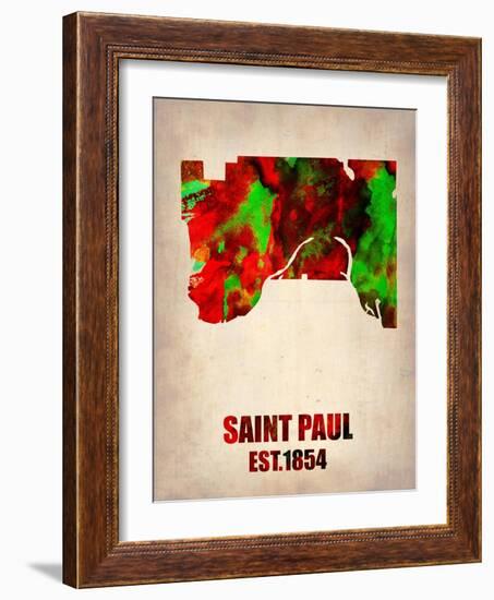 Saint Paul Watercolor Map-NaxArt-Framed Art Print