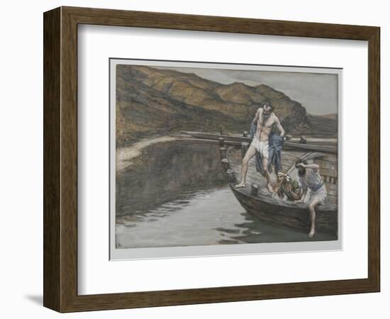 Saint Peter Alerted by Saint John to the Presence of the Lord Casts Himself into the Water-James Tissot-Framed Giclee Print