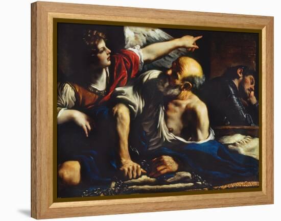 Saint Peter Freed by the Angel-Guercino (Giovanni Francesco Barbieri)-Framed Premier Image Canvas