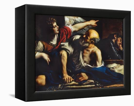 Saint Peter Freed by the Angel-Guercino (Giovanni Francesco Barbieri)-Framed Premier Image Canvas