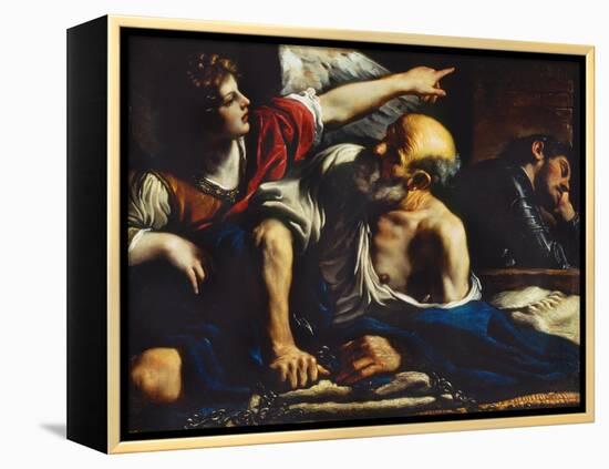 Saint Peter Freed by the Angel-Guercino (Giovanni Francesco Barbieri)-Framed Premier Image Canvas