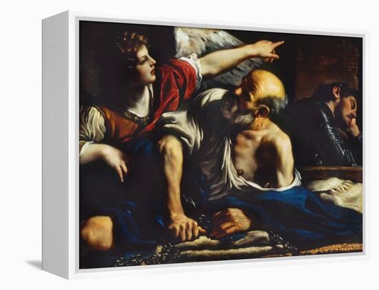 Saint Peter Freed by the Angel-Guercino (Giovanni Francesco Barbieri)-Framed Premier Image Canvas