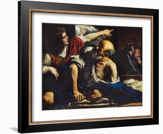 Saint Peter Freed by the Angel-Guercino (Giovanni Francesco Barbieri)-Framed Giclee Print