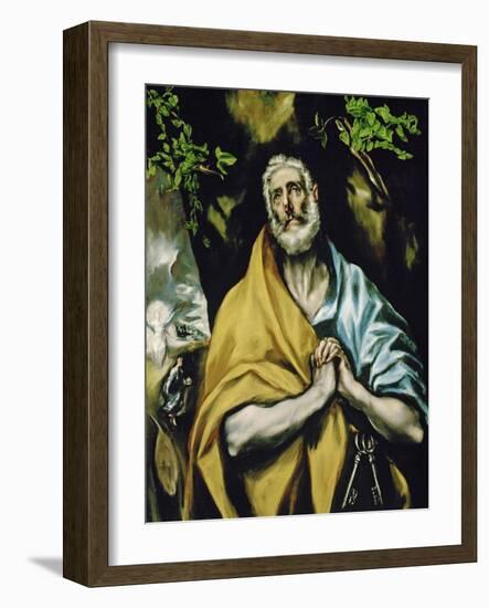 Saint Peter in Penitence, 1585-1590-El Greco-Framed Giclee Print