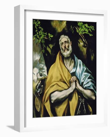 Saint Peter in Penitence, 1585-1590-El Greco-Framed Giclee Print