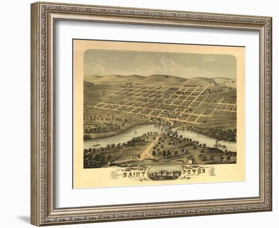 Saint Peter, Minnesota - Panoramic Map-Lantern Press-Framed Art Print