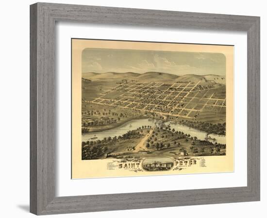 Saint Peter, Minnesota - Panoramic Map-Lantern Press-Framed Art Print