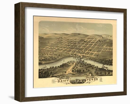 Saint Peter, Minnesota - Panoramic Map-Lantern Press-Framed Art Print