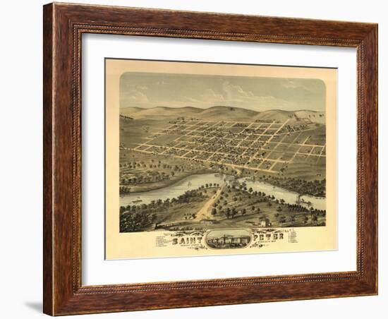 Saint Peter, Minnesota - Panoramic Map-Lantern Press-Framed Art Print