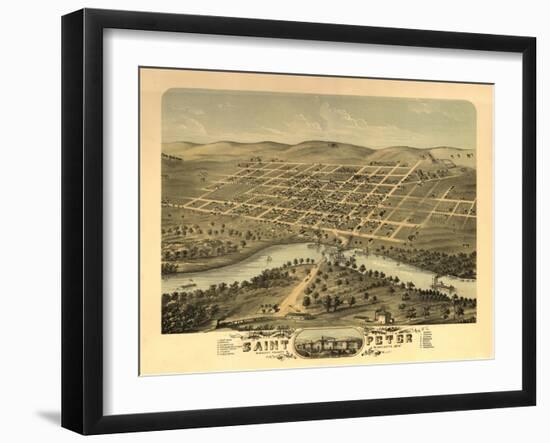 Saint Peter, Minnesota - Panoramic Map-Lantern Press-Framed Art Print