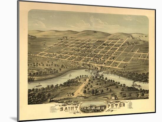Saint Peter, Minnesota - Panoramic Map-Lantern Press-Mounted Art Print