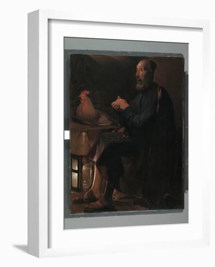 Saint Peter Repentant, 1645 (Oil on Canvas)-Georges De La Tour-Framed Giclee Print