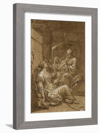 Saint Pierre visitant sainte Agathe dans sa prison-Donato Creti-Framed Giclee Print