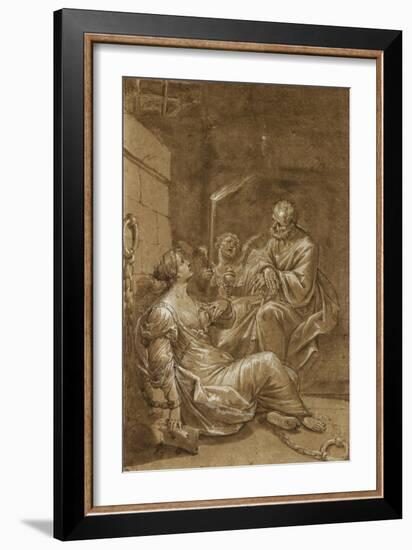 Saint Pierre visitant sainte Agathe dans sa prison-Donato Creti-Framed Giclee Print