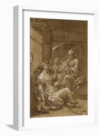 Saint Pierre visitant sainte Agathe dans sa prison-Donato Creti-Framed Giclee Print