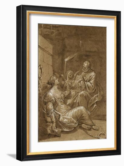 Saint Pierre visitant sainte Agathe dans sa prison-Donato Creti-Framed Giclee Print